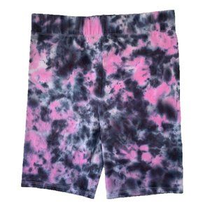 Custom Large Black Tie Dye Biker Shorts Black Grunge